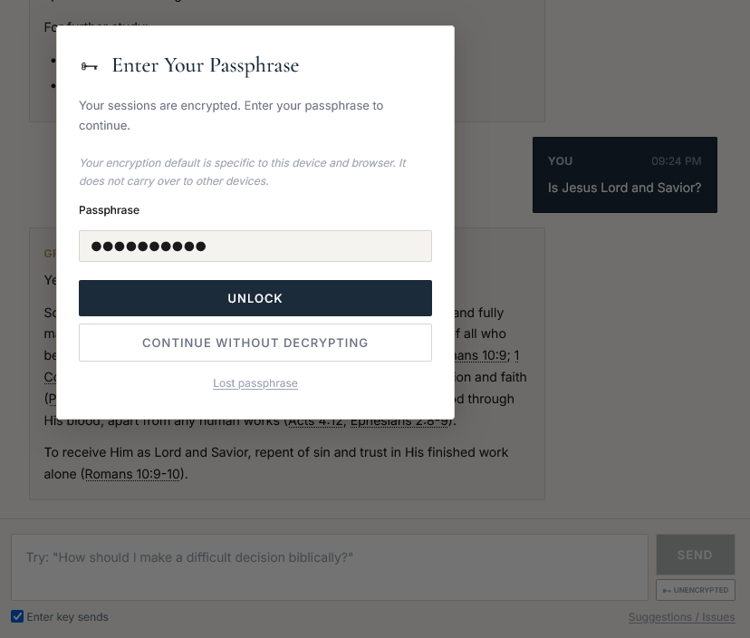 File Vault encryption passphrase modal for zero-knowledge document security