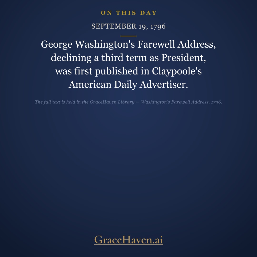 On This Day — Washington's Farewell Address Published